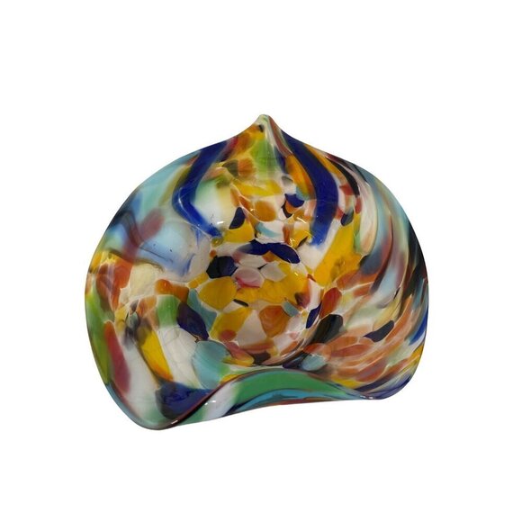Murano Spatter Glass Heart Dish 6" Bright Confetti Colored - Picture 5 of 7
